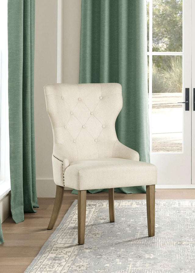 Coaster Baney Tufted Upholstered Dining Chair Beige and Rustic Grey