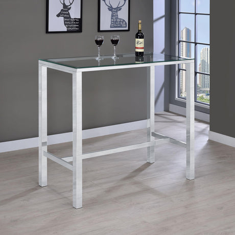 Coaster Tolbert Rectangular 47-inch Glass Top Pub Bar Table Chrome