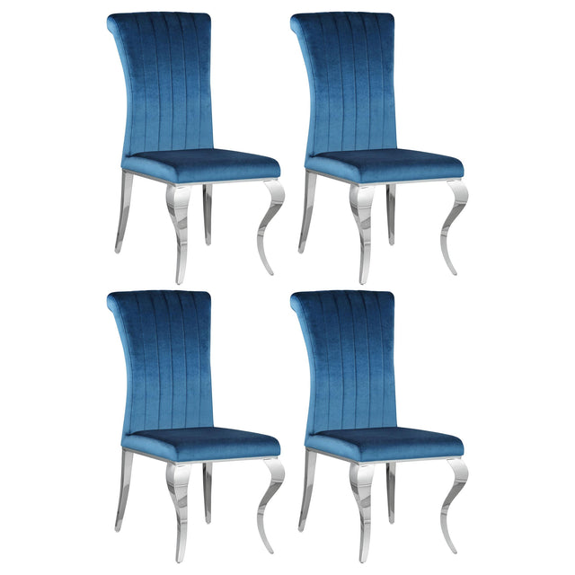 Coaster Betty Velvet Upholstered Dining Side Chair Blue (Set of 4)