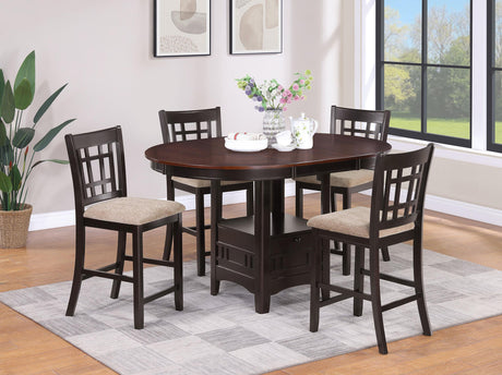 Coaster Lavon 5-piece Oval Counter Height Dining Set Light Chestnut