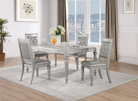 Coaster Bling Game 5-piece Rectangular Dining Set Metallic Platinum