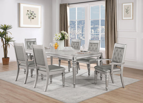 Coaster Bling Game 7-piece Rectangular Dining Set Metallic Platinum