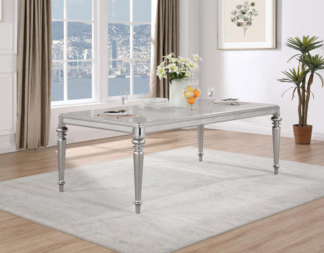 Coaster Bling Game 86-inch Extension Dining Table Metallic Platinum
