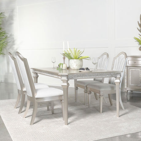 Coaster Evangeline 5-piece Extension Leaf Dining Set Silver Oak