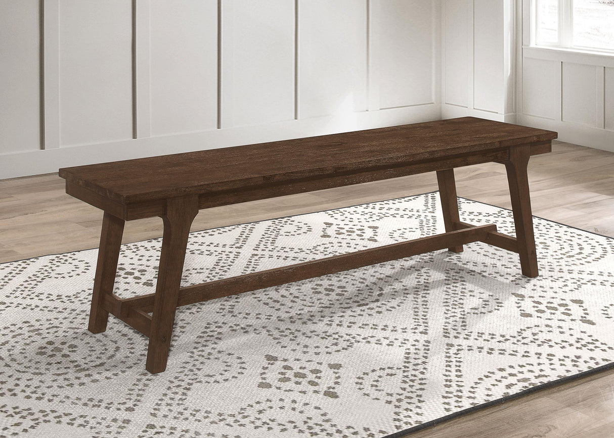 Coaster Reynolds Wood Trestle Base Dining Bench Brown Oak