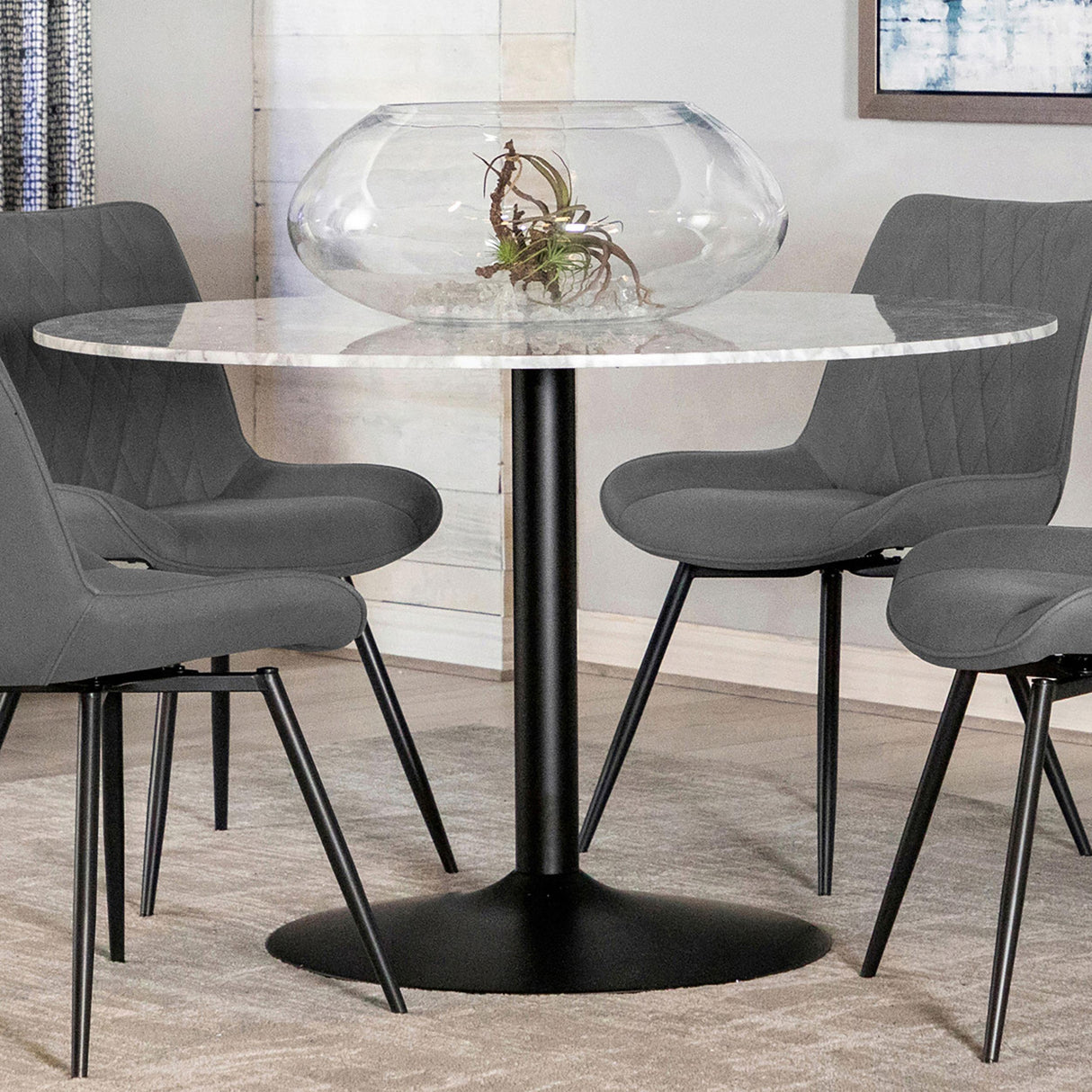 Coaster Bartole Round 48-inch Italian Marble Top Dining Table White