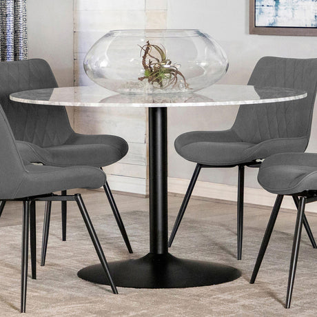 Coaster Bartole Round 48-inch Italian Marble Top Dining Table White