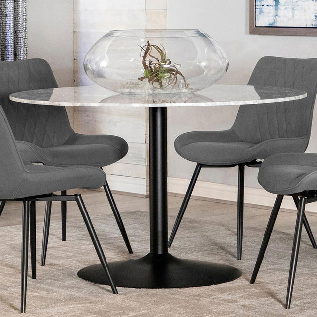 Coaster Bartole Round 48-inch Italian Marble Top Dining Table White