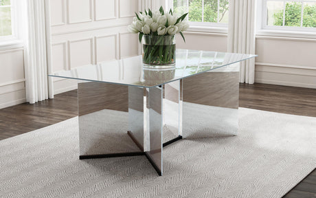 Coaster Emery 76-inch Rectangular Mirrored Dining Table Silver