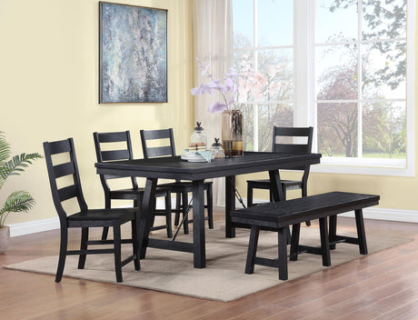Coaster Newport 6-piece Rectangular Trestle Dining Table Set Black