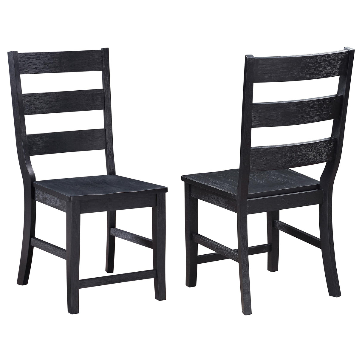 Coaster Newport Ladder Back Wood Dining Side Chair Black (Set of 2)