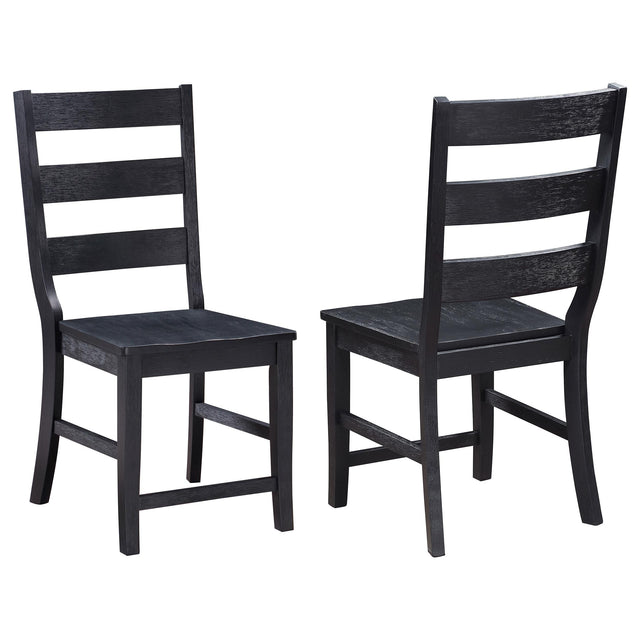 Coaster Newport Ladder Back Wood Dining Side Chair Black (Set of 2)