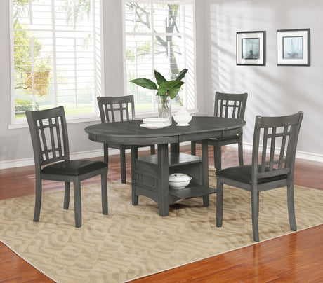 Coaster Lavon 5-piece Oval Extension Leaf Dining Set Medium Grey