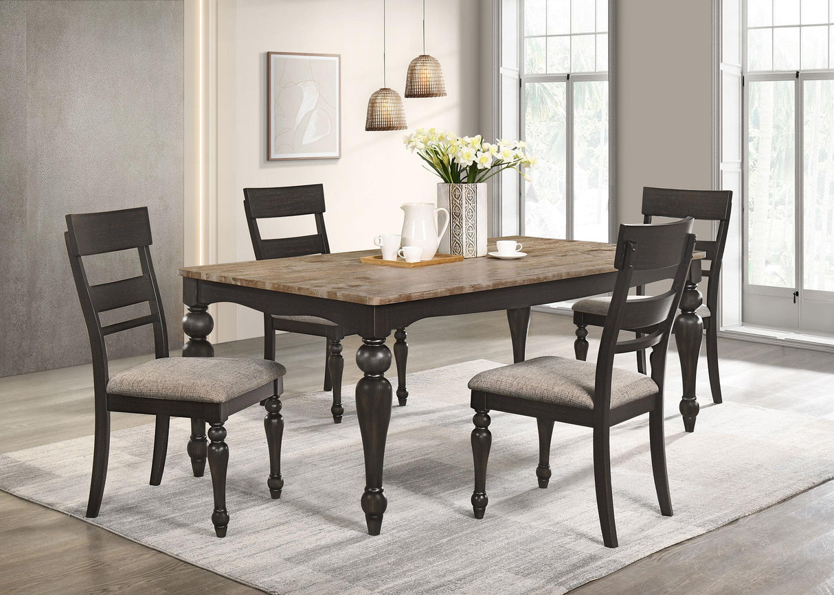 Coaster Bridget 5-piece Rectangular Dining Set Charcoal Sand Through