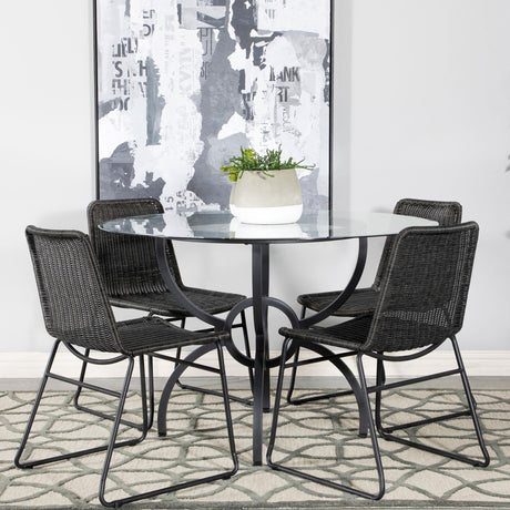 Coaster Aviano 5-piece Round Glass Top Dining Table Set Gunmetal