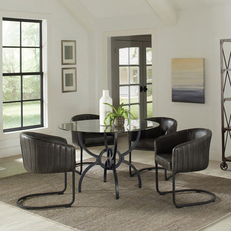 Coaster Aviano 5-piece Round Glass Top Dining Table Set Gunmetal