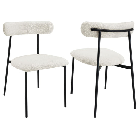 Coaster Anzio Boucle Upholstered Dining Side Chair White (Set of 2)