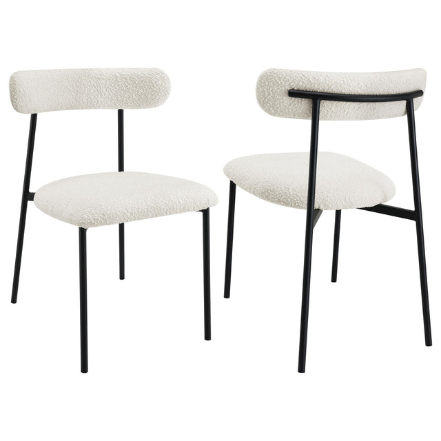 Coaster Anzio Boucle Upholstered Dining Side Chair White (Set of 2)