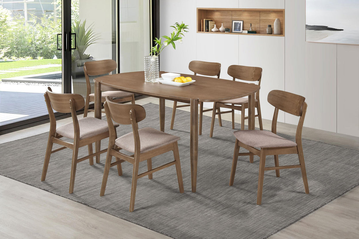 Coaster Dortch 7-piece Oval Solid Wood Dining Set Walnut