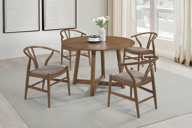 Coaster Dinah 5-piece Round Solid Wood Dining Set Walnut