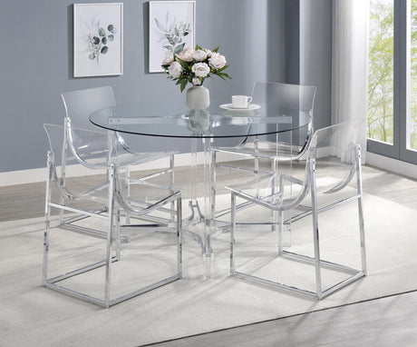 Coaster Keeling 5-piece Round Glass Top Acrylic Dining Set Chrome