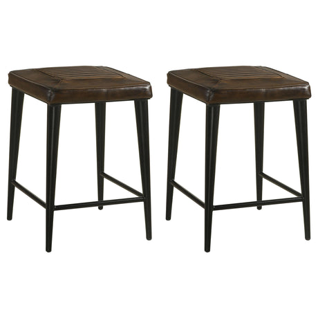Coaster Alvaro Leather Upholstered Counter Stool Brown (Set of 2)
