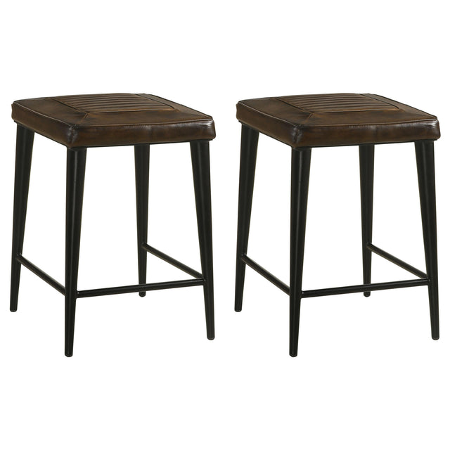 Coaster Alvaro Leather Upholstered Counter Stool Brown (Set of 2)