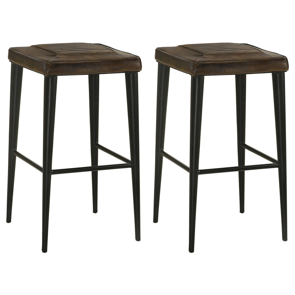 Coaster Alvaro Leather Upholstered Bar Stool Brown (Set of 2)