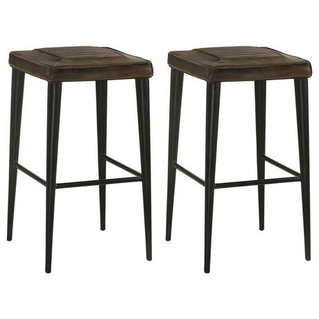 Coaster Alvaro Leather Upholstered Bar Stool Brown (Set of 2)