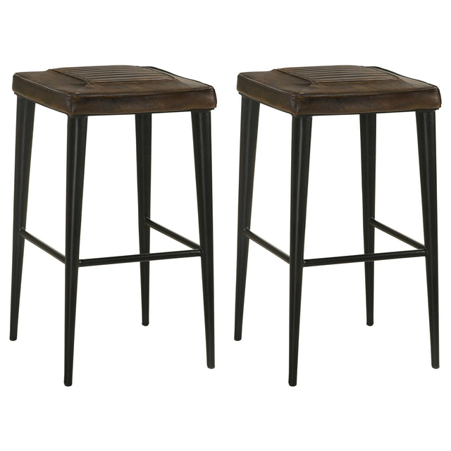 Coaster Alvaro Leather Upholstered Bar Stool Brown (Set of 2)