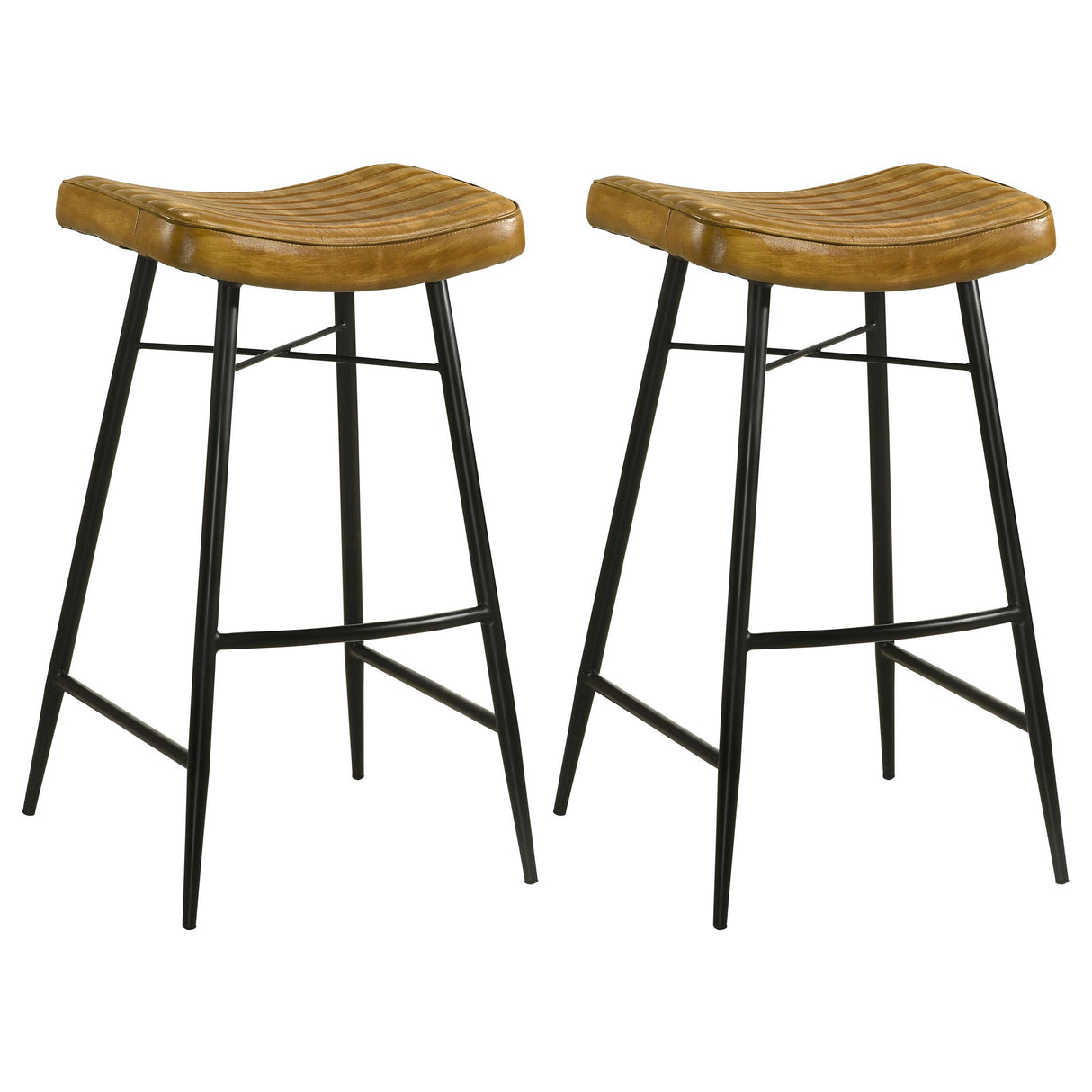 Coaster Bayu Leather Upholstered Bar Stool Antique Camel (Set of 2)