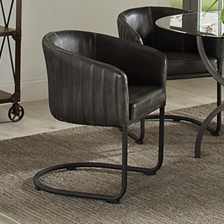 Coaster Banner Leatherette Upholstered Dining Arm Chair Anthracite