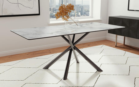 Coaster Carvell Rectangular Sintered Stone Dining Table Mirage White