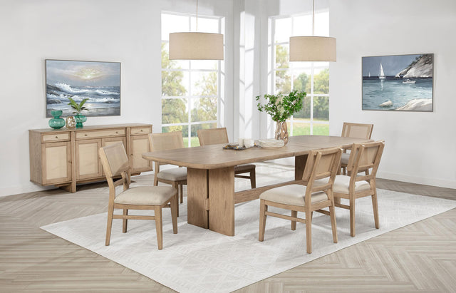 Coaster Kailani 7-piece Rectangular Wood Dining Table Set Beige Oak