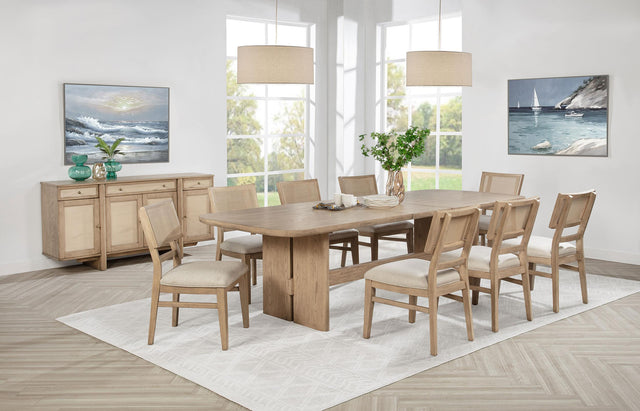 Coaster Kailani 9-piece Rectangular Wood Dining Table Set Beige Oak