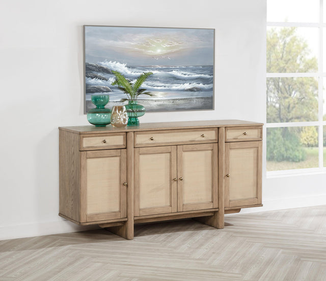 Coaster Kailani 4-door Cane Sideboard Buffet Cabinet Beige Oak