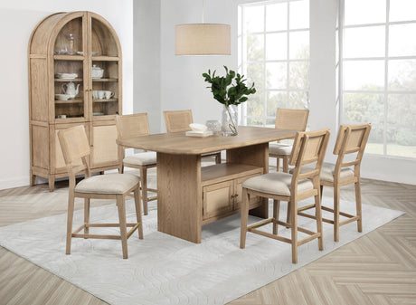 Coaster Kailani 7-piece Wood Counter Height Dining Set Beige Oak