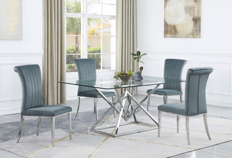 Coaster Beaufort 5-piece Rectangular Dining Set Chrome and Grey