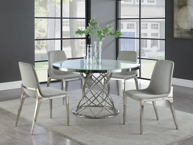 Coaster Irene 5-piece Round Glass Top Dining Set White and Chrome