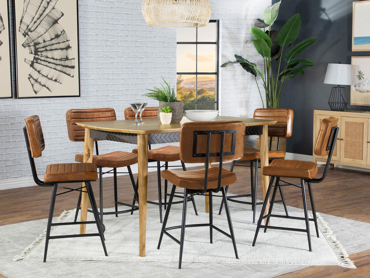 Coaster Partridge 7-piece Counter Dining Set Sheesham and Camel