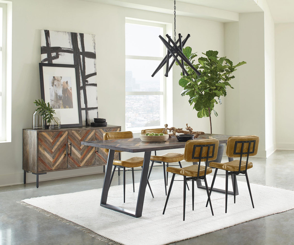 Coaster Misty 5-piece Rectangular Dining Set Sheesham and Camel