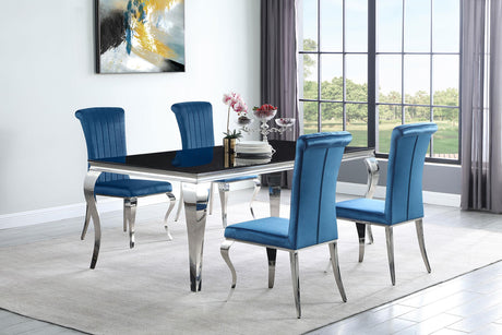 Coaster Carone 5-piece 81" Rectangular Black Glass Dining Set Teal
