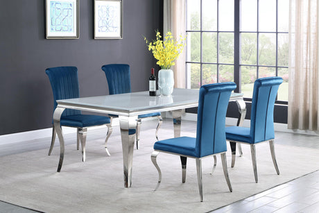 Coaster Carone 5-piece 81" Rectangular White Glass Dining Set Teal