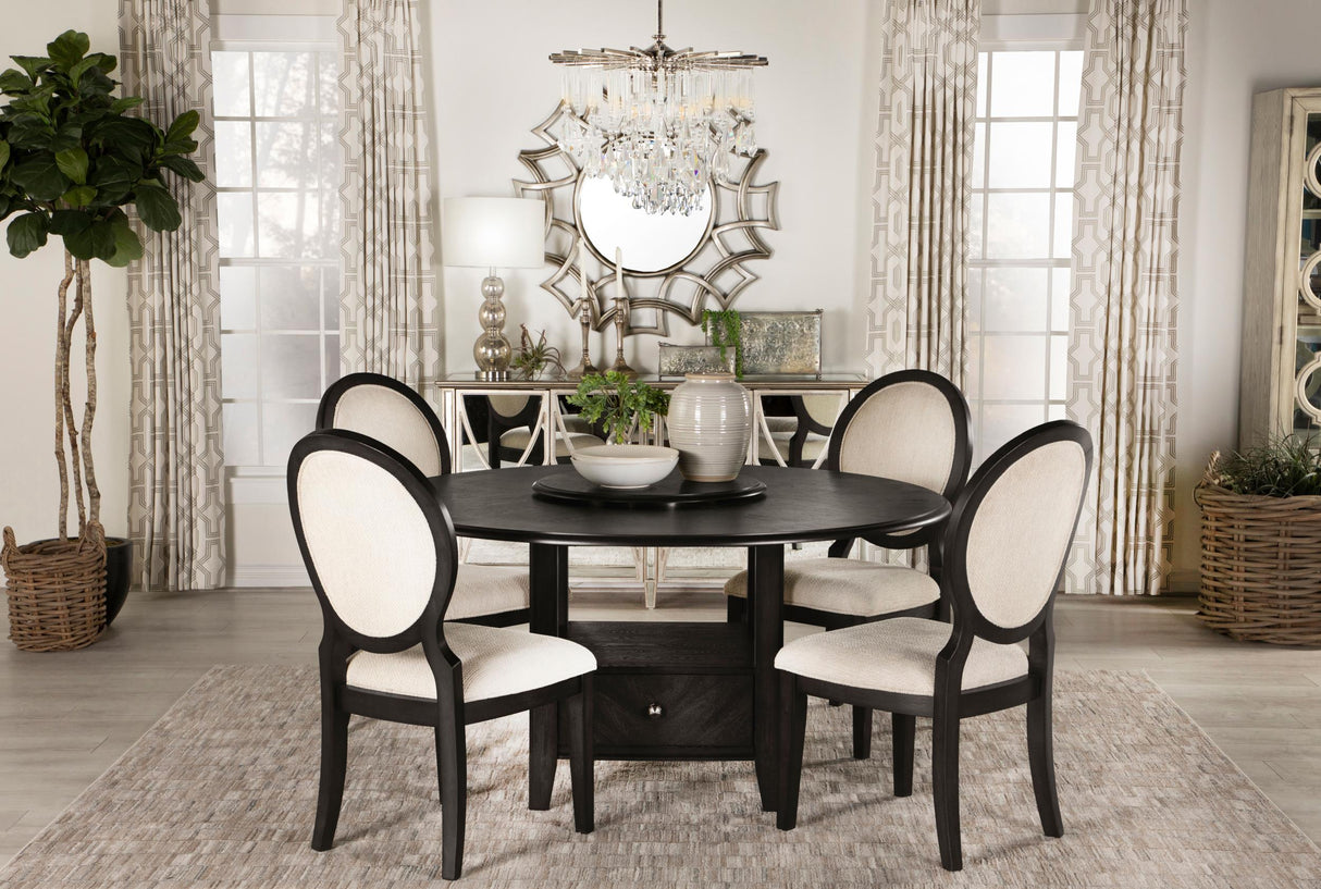 Coaster Twyla 5-piece Round Storage Base Dining Table Set Dark Cocoa