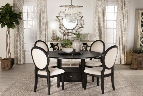 Coaster Twyla 5-piece Round Storage Base Dining Table Set Dark Cocoa