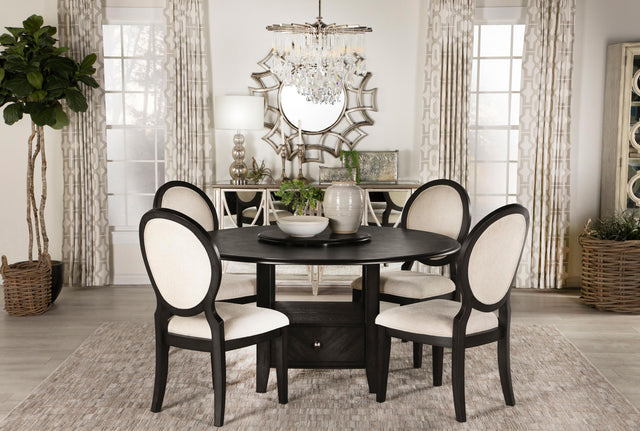 Coaster Twyla 5-piece Round Storage Base Dining Table Set Dark Cocoa
