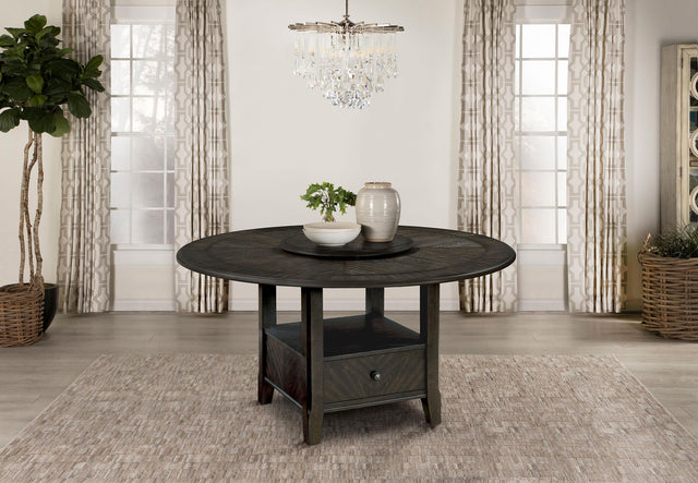 Coaster Twyla Round 60-inch Dining Table with Lazy Susan Dark Cocoa