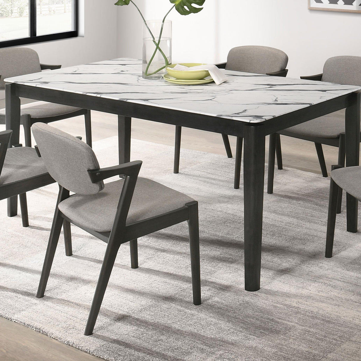 Coaster Stevie Rectangular 63-inch Faux Marble Dining Table White