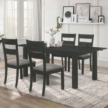 Coaster Jakob 5-piece Rectangular Extension Leaf Dining Set Black