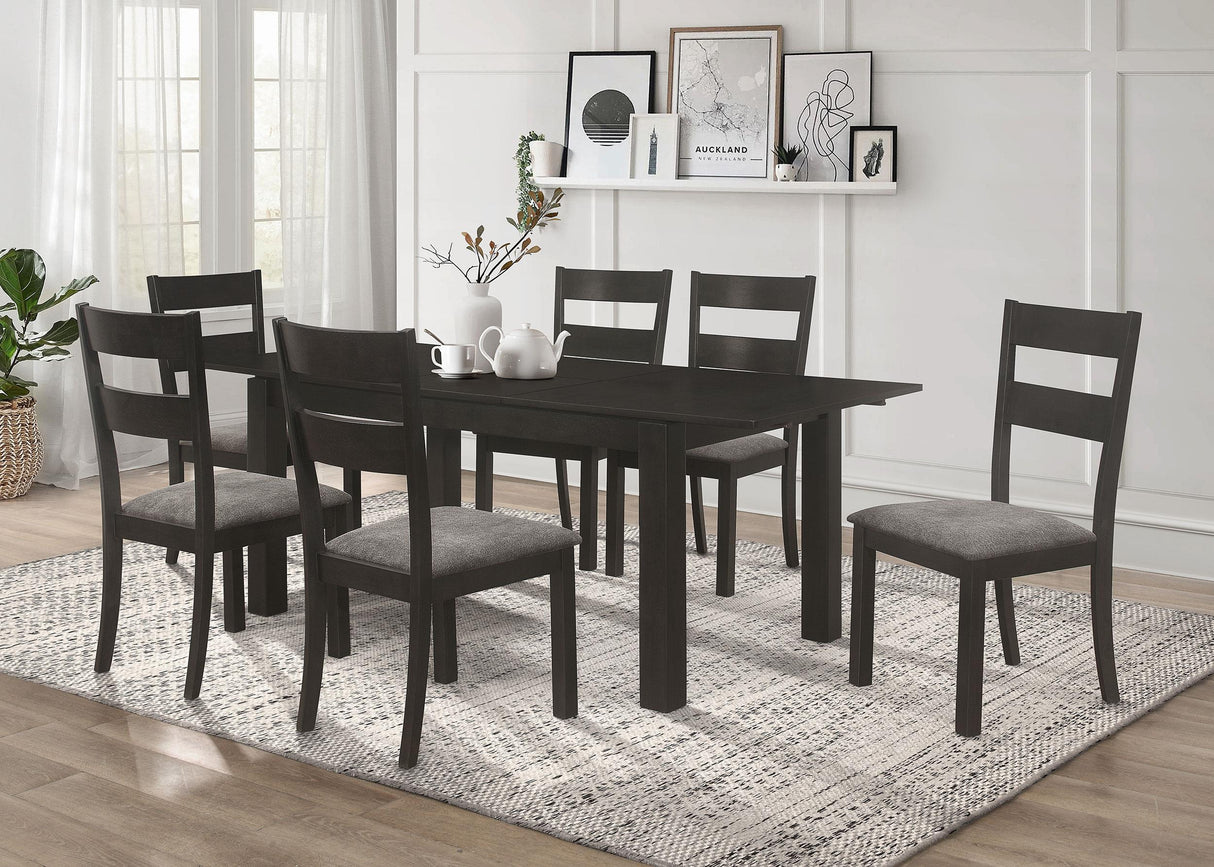 Coaster Jakob 7-piece Rectangular Extension Leaf Dining Set Black